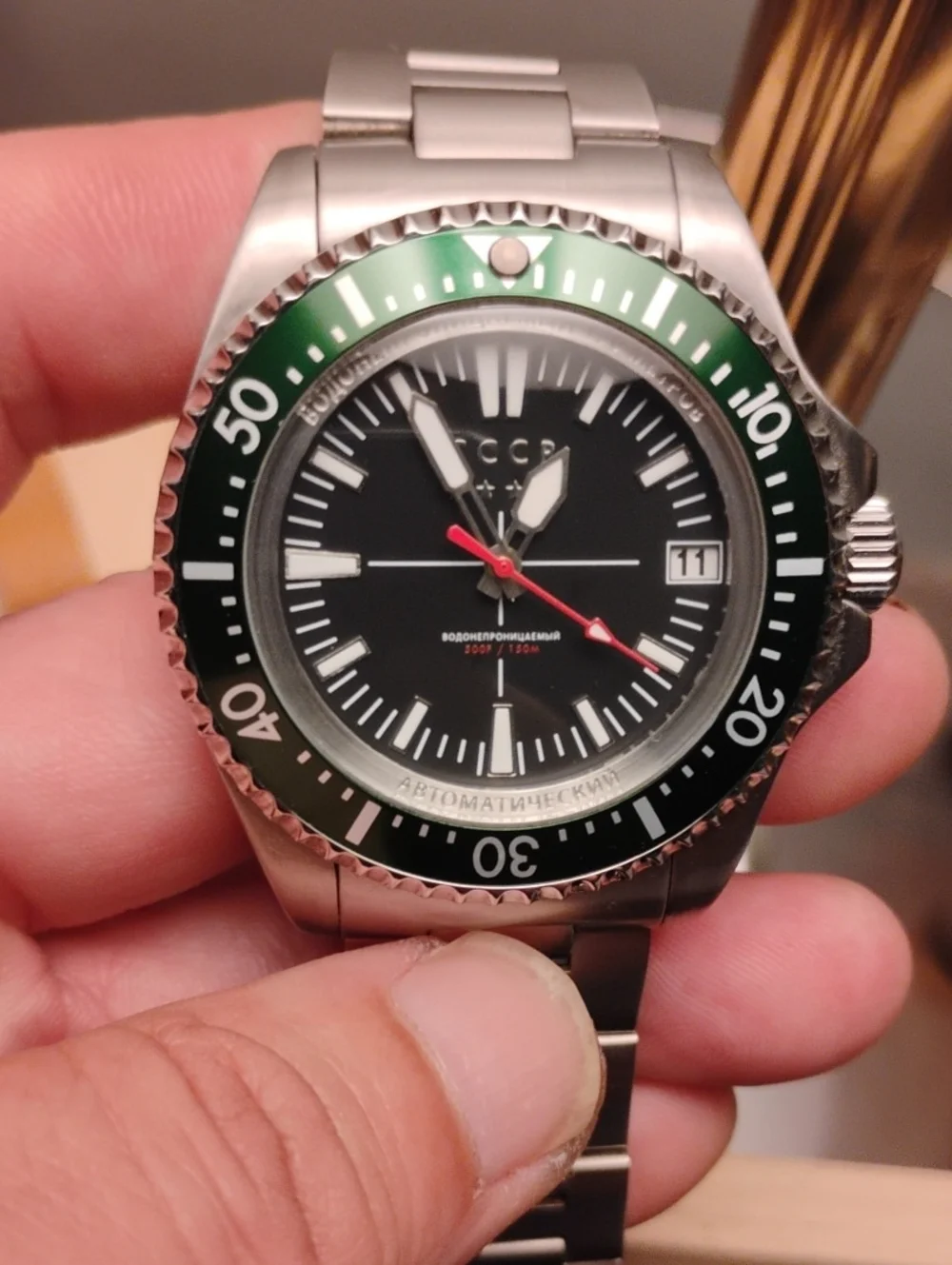 CCCP Green Bezel Stainless Steel Men's Dive Watch